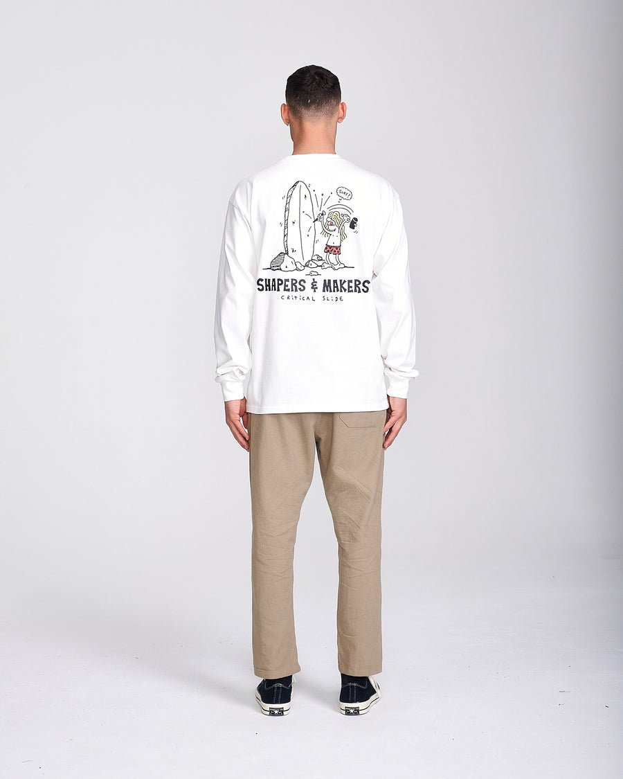 MAKERS LONGSLEEVE TEE- VINTAGE WHITE